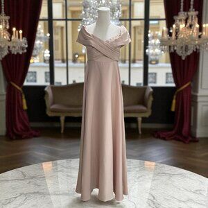 Asos Edition Blush Maxi Dress Off Shoulder NWT Formal Wedding Guest Royalcore